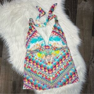 NWOT Bar III Multicolored Tankini size Medium